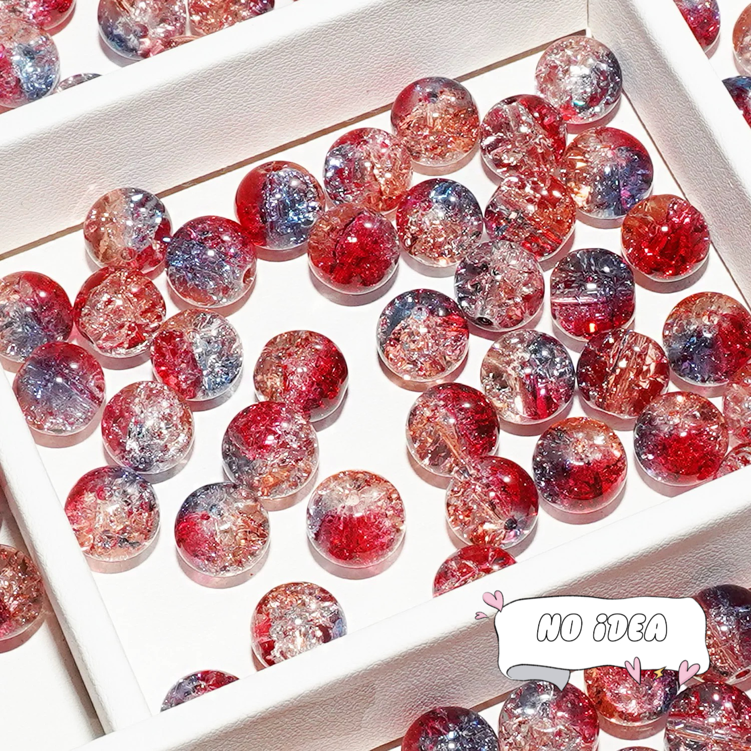  10mm Rainbow Galactic Ice Crackle Beads - 50pcs Multi-Color Space Beads for DIY Crafts