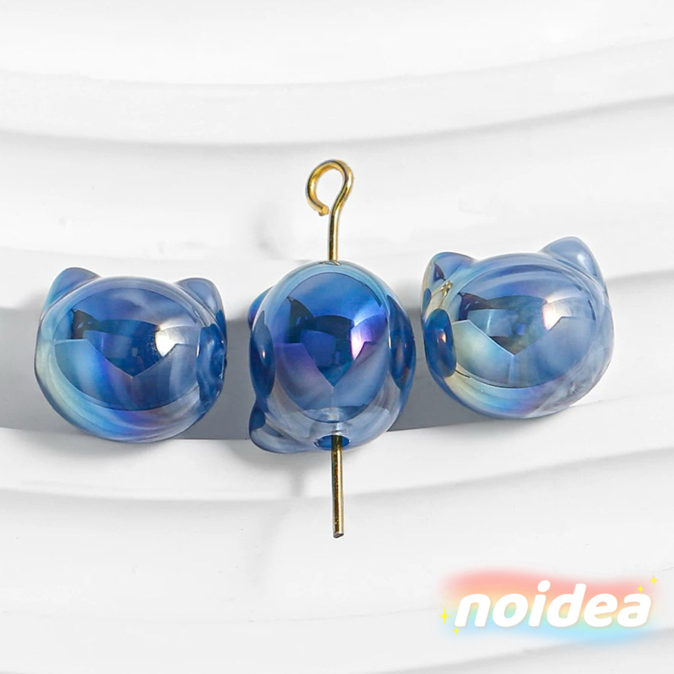 12mm Cute Cat Head Beads - 30pcs Animal Theme Charm Beads for Bracelets & Keychains