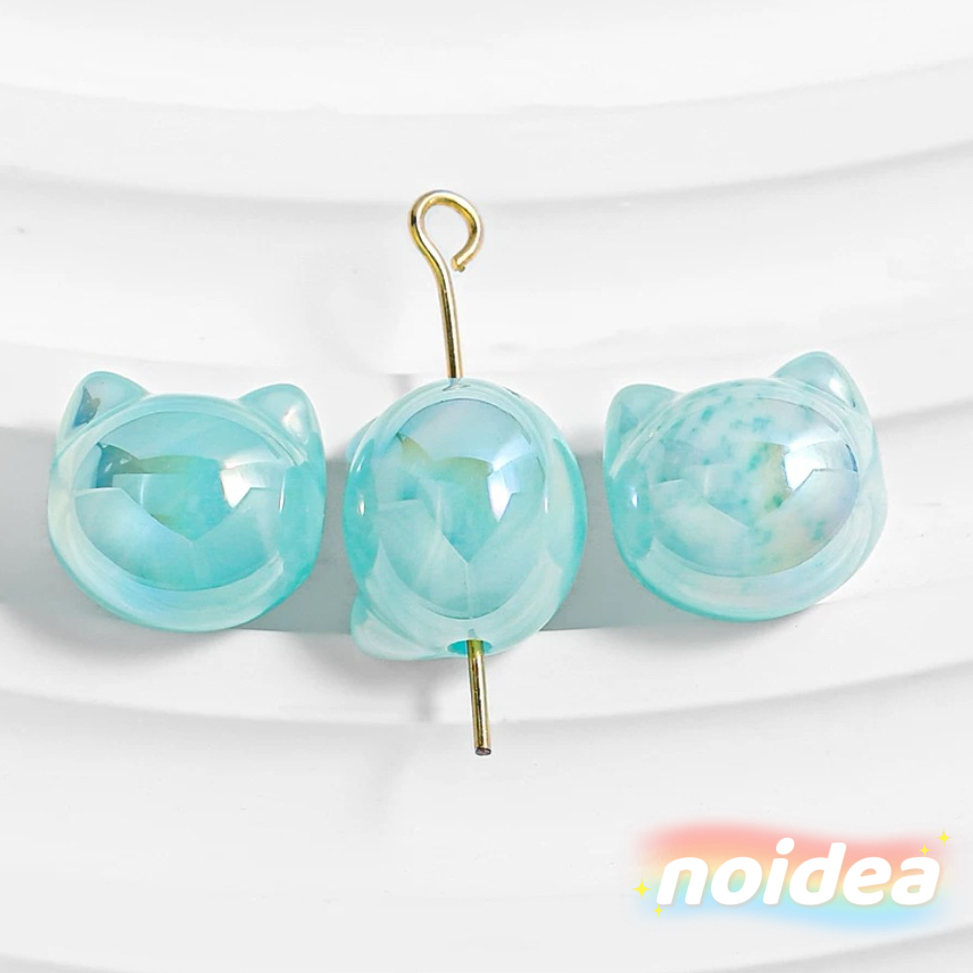 12mm Cute Cat Head Beads - 30pcs Animal Theme Charm Beads for Bracelets & Keychains