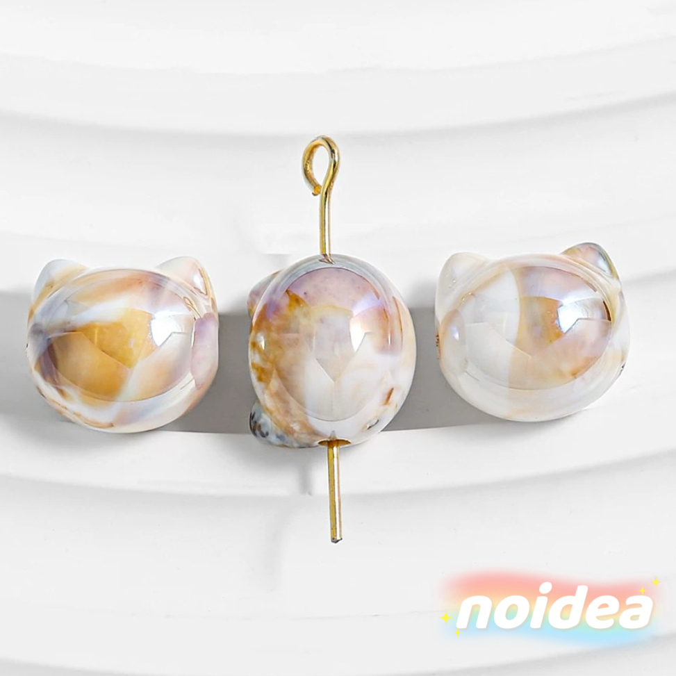 12mm Cute Cat Head Beads - 30pcs Animal Theme Charm Beads for Bracelets & Keychains