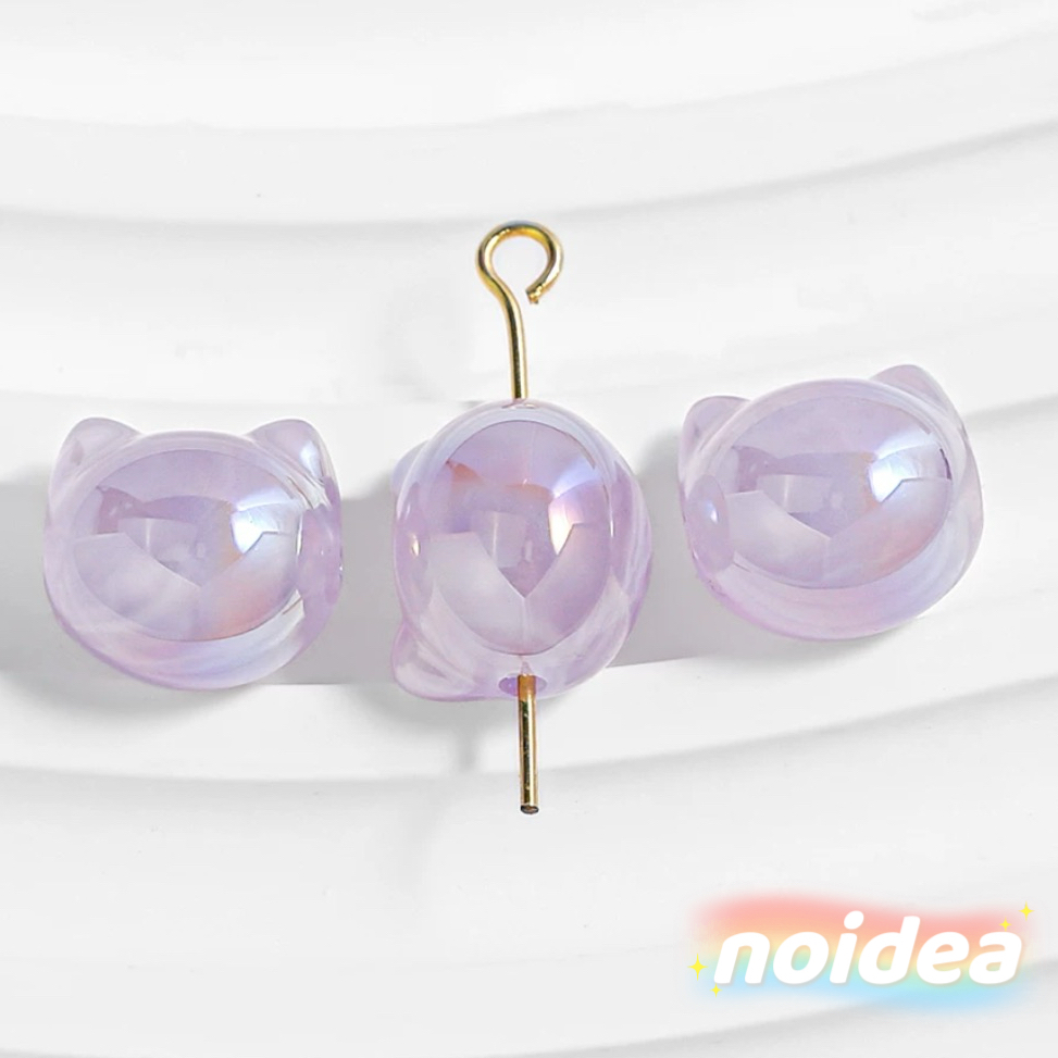 12mm Cute Cat Head Beads - 30pcs Animal Theme Charm Beads for Bracelets & Keychains