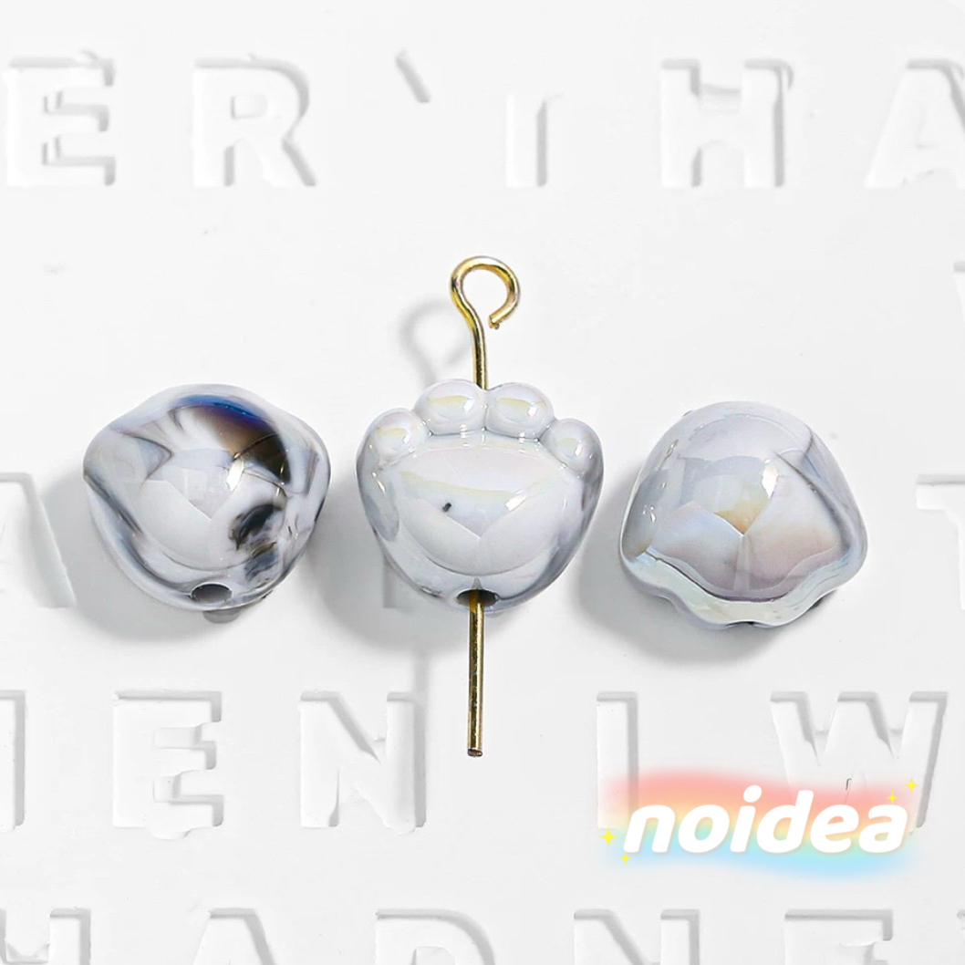 12mm Cute Cat Paw Beads - 30pcs Animal Theme Charm Beads with 1.8mm Hole