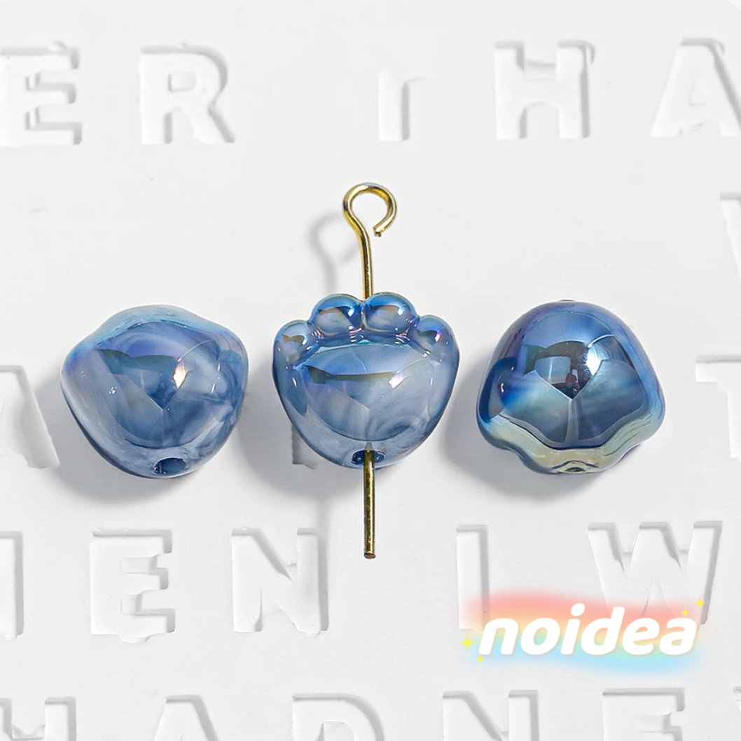 12mm Cute Cat Paw Beads - 30pcs Animal Theme Charm Beads with 1.8mm Hole