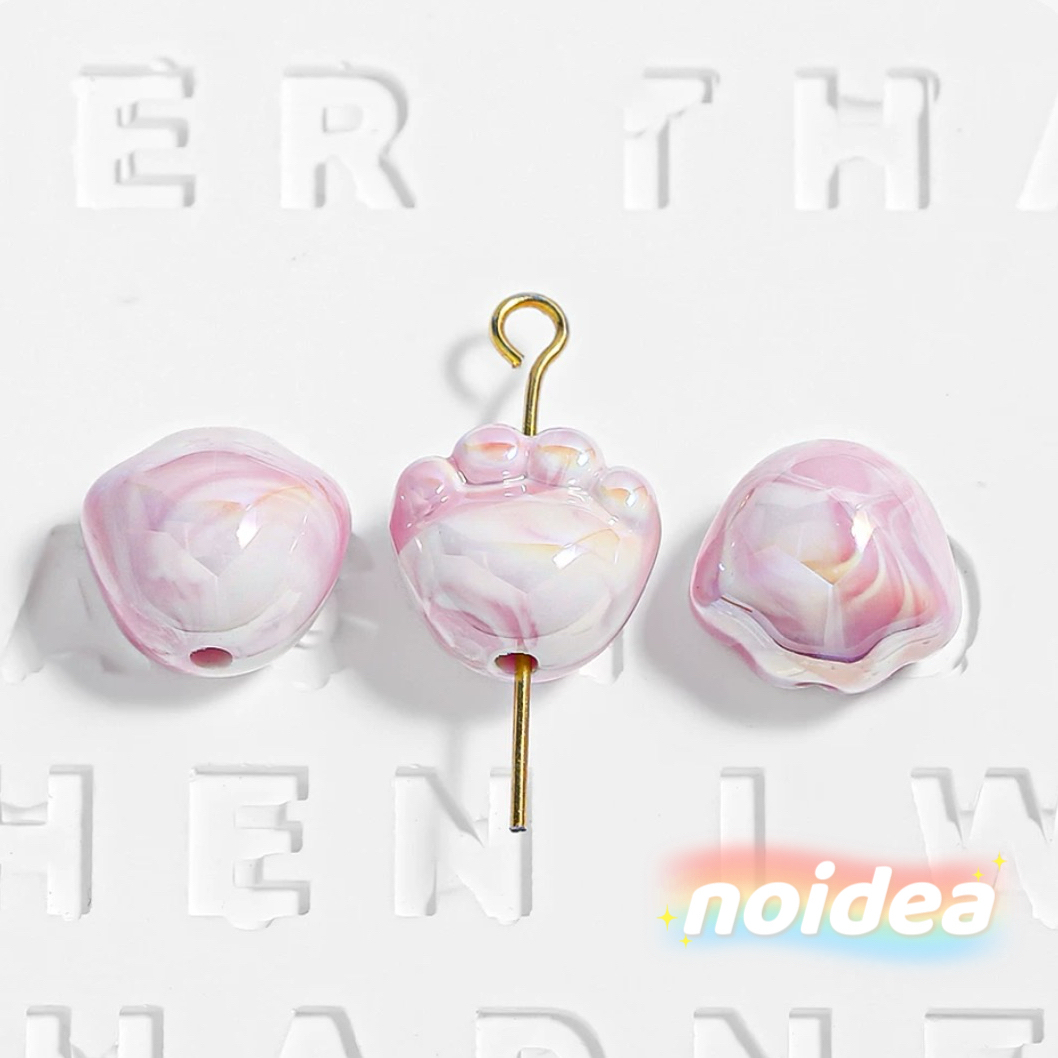 12mm Cute Cat Paw Beads - 30pcs Animal Theme Charm Beads with 1.8mm Hole