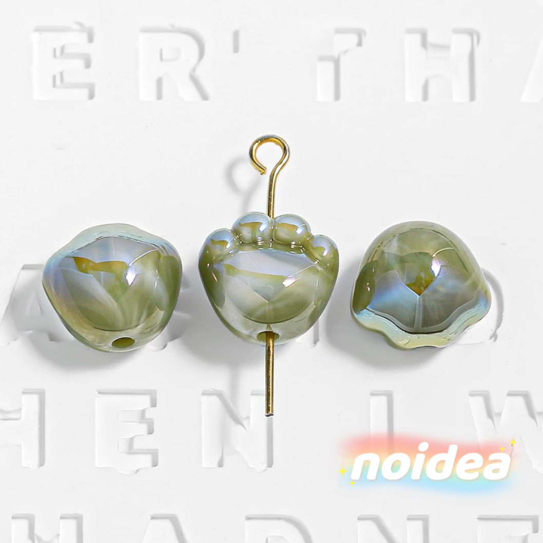 12mm Cute Cat Paw Beads - 30pcs Animal Theme Charm Beads with 1.8mm Hole