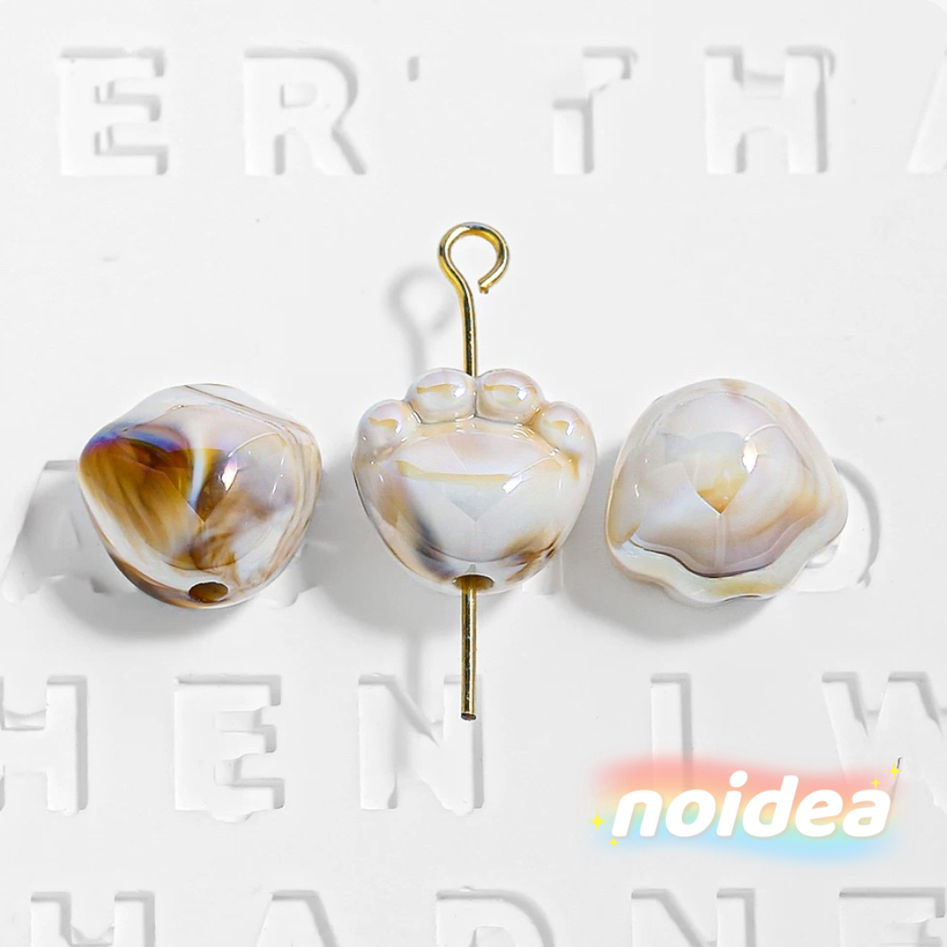 12mm Cute Cat Paw Beads - 30pcs Animal Theme Charm Beads with 1.8mm Hole