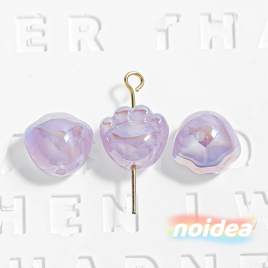 12mm Cute Cat Paw Beads - 30pcs Animal Theme Charm Beads with 1.8mm Hole