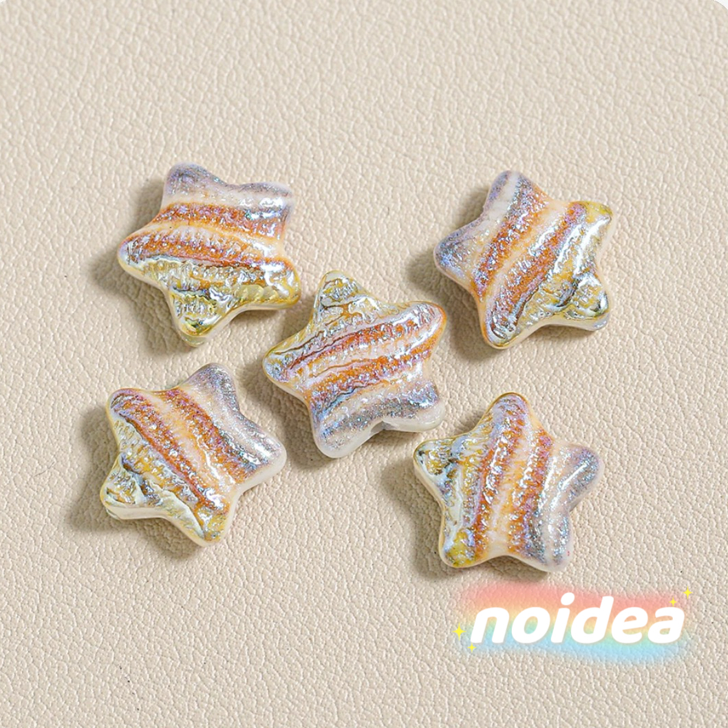 15.5mm Oil Painting Color Star Beads - 15pcs Artistic Iridescent Star Charms with 1.5mm Hole