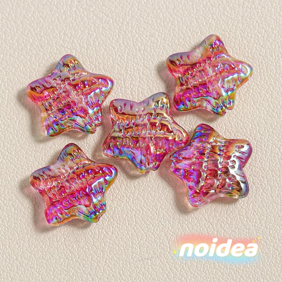 15.5mm Oil Painting Color Star Beads - 15pcs Artistic Iridescent Star Charms with 1.5mm Hole