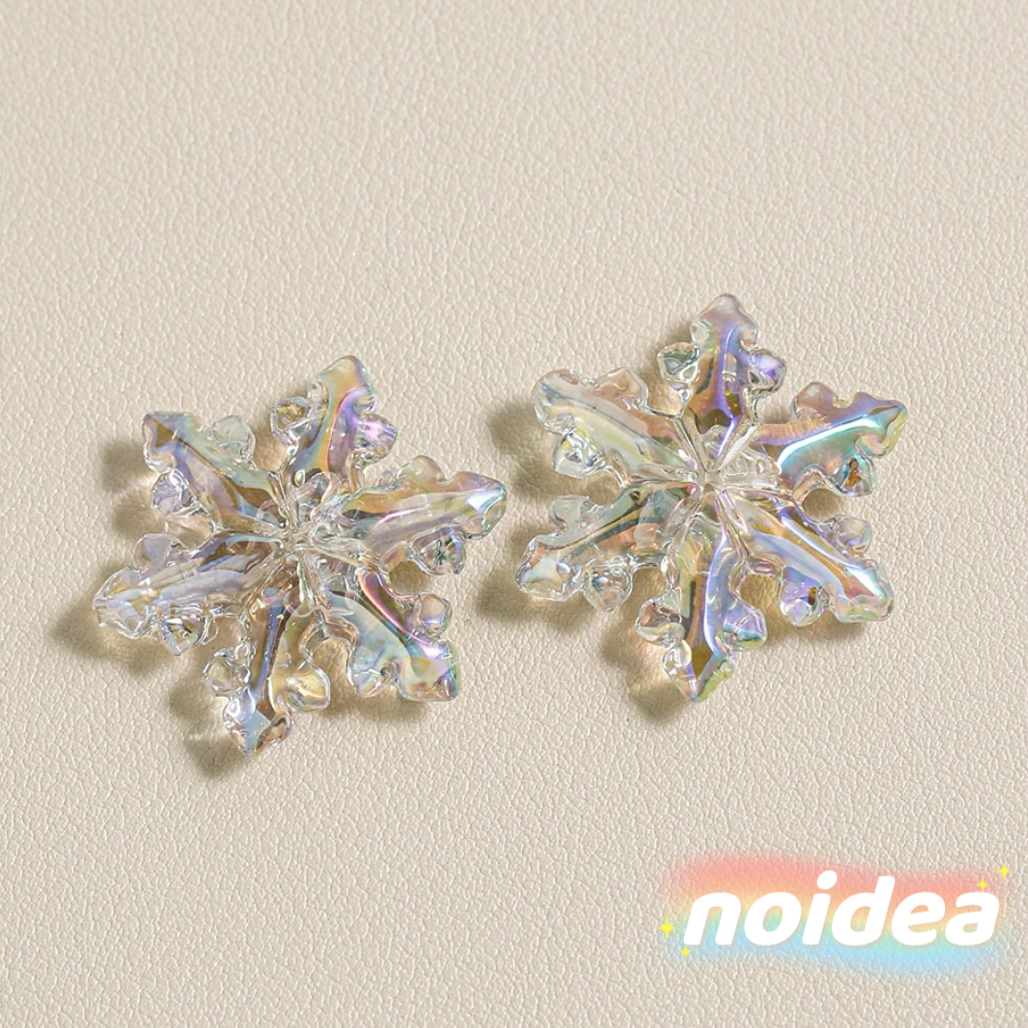 31mm Large Snowflake Beads - 10pcs Winter Theme Charm Beads with 1.5mm Hole