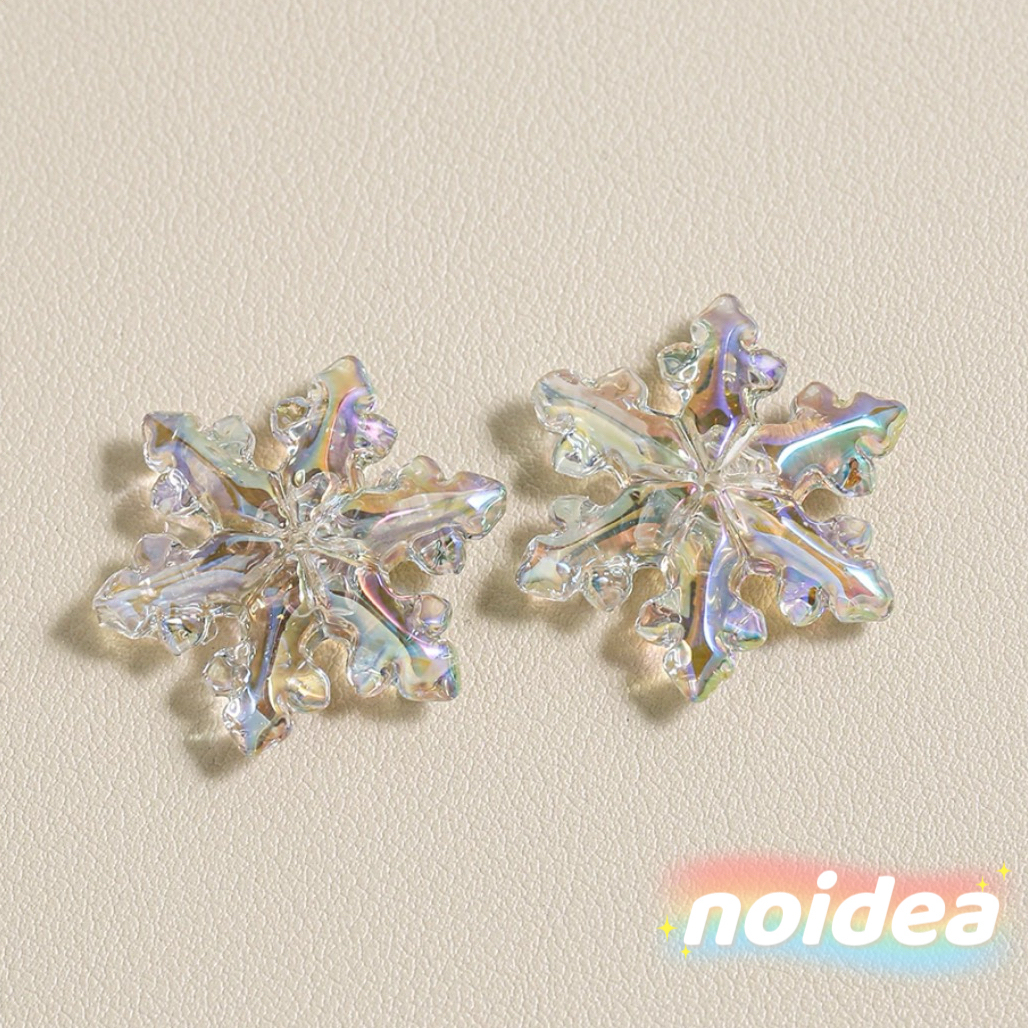 31mm Large Snowflake Beads - 10pcs Winter Theme Charm Beads with 1.5mm Hole