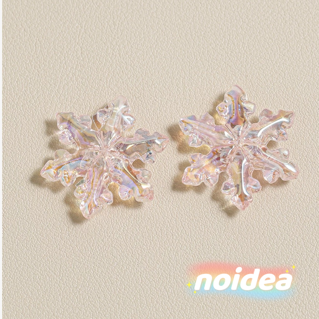 31mm Large Snowflake Beads - 10pcs Winter Theme Charm Beads with 1.5mm Hole