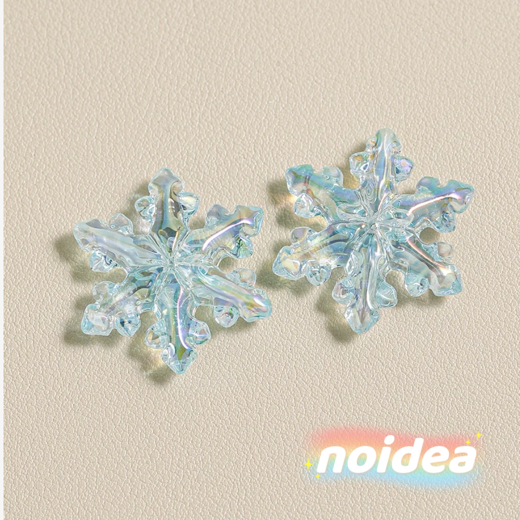 31mm Large Snowflake Beads - 10pcs Winter Theme Charm Beads with 1.5mm Hole