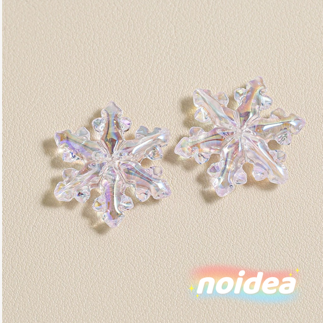 31mm Large Snowflake Beads - 10pcs Winter Theme Charm Beads with 1.5mm Hole