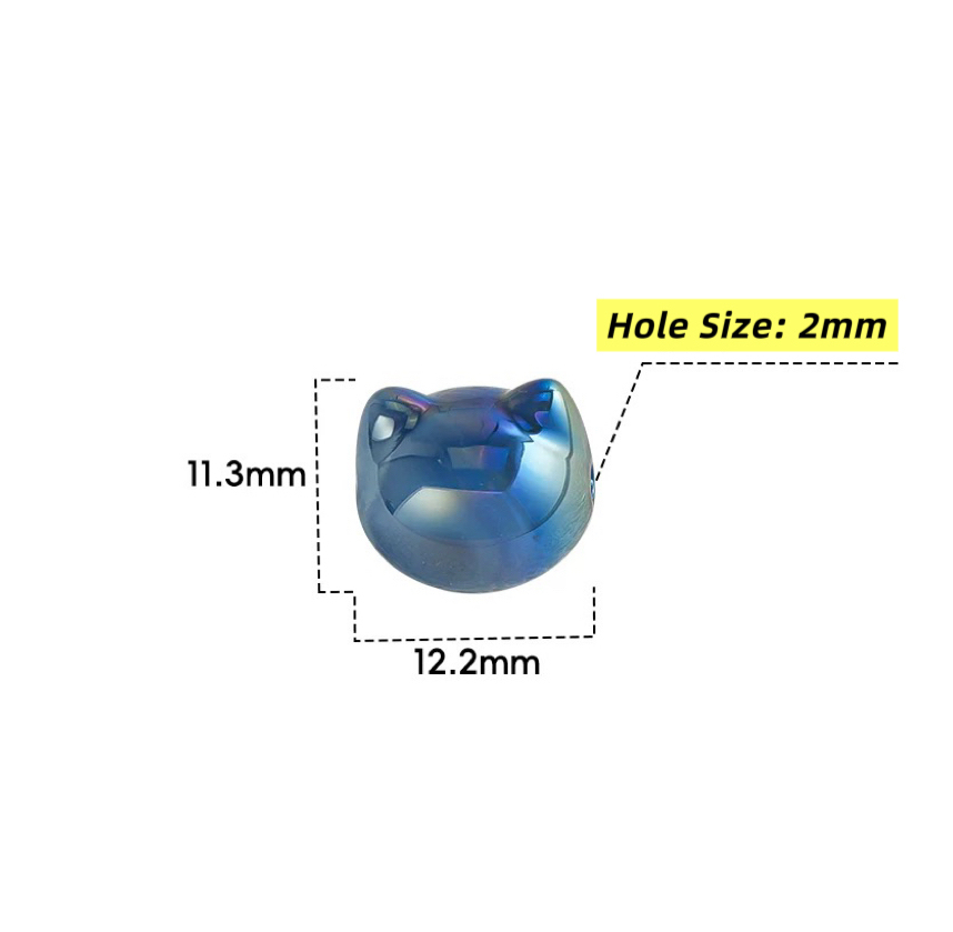 12mm Cute Cat Head Beads - 30pcs Animal Theme Charm Beads for Bracelets & Keychains