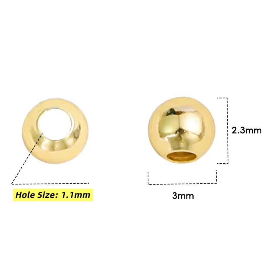 3mm Smooth Round Beads - 50pcs Gold and Silver Spacer Beads for Jewelry Making