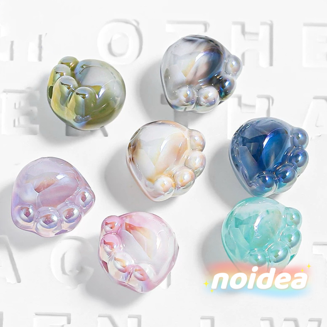 12mm Cute Cat Paw Beads - 30pcs Animal Theme Charm Beads with 1.8mm Hole