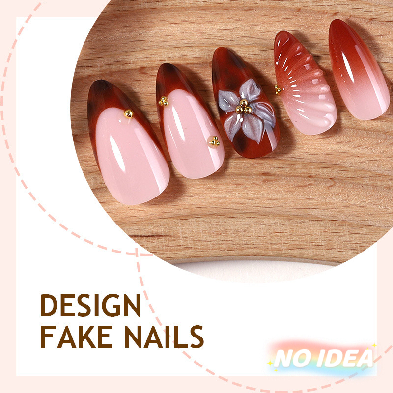 Almond shaped nails with a wine red French tip and delicate white waterdrop flower designs.