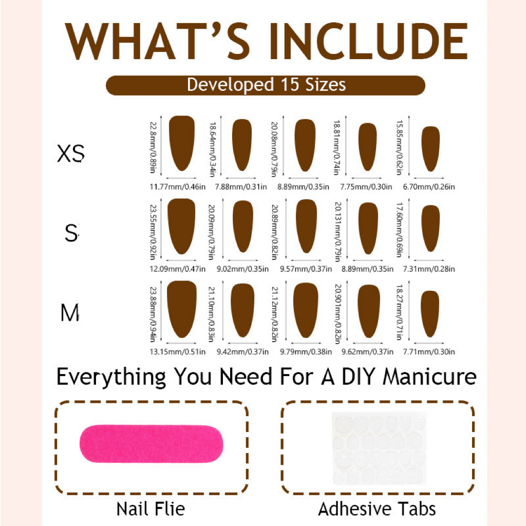 Short Almond Red Metallic Press On Nails - Edgy Floral Design, 15 Sizes Full Coverage Kit