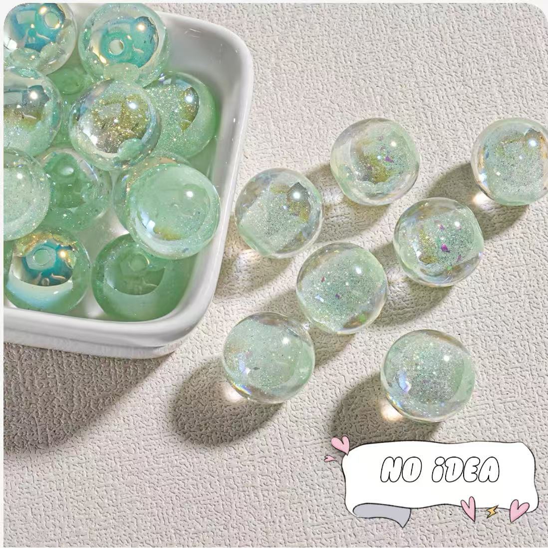 16mm Mermaid Iridescent Acrylic Beads - 20pcs Shimmering DIY Craft Beads with 2.5mm Large Hole for Jewelry Making