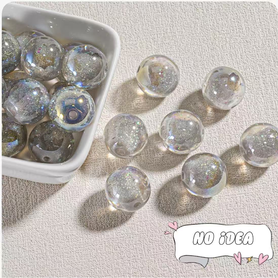 16mm Mermaid Iridescent Acrylic Beads - 20pcs Shimmering DIY Craft Beads with 2.5mm Large Hole for Jewelry Making