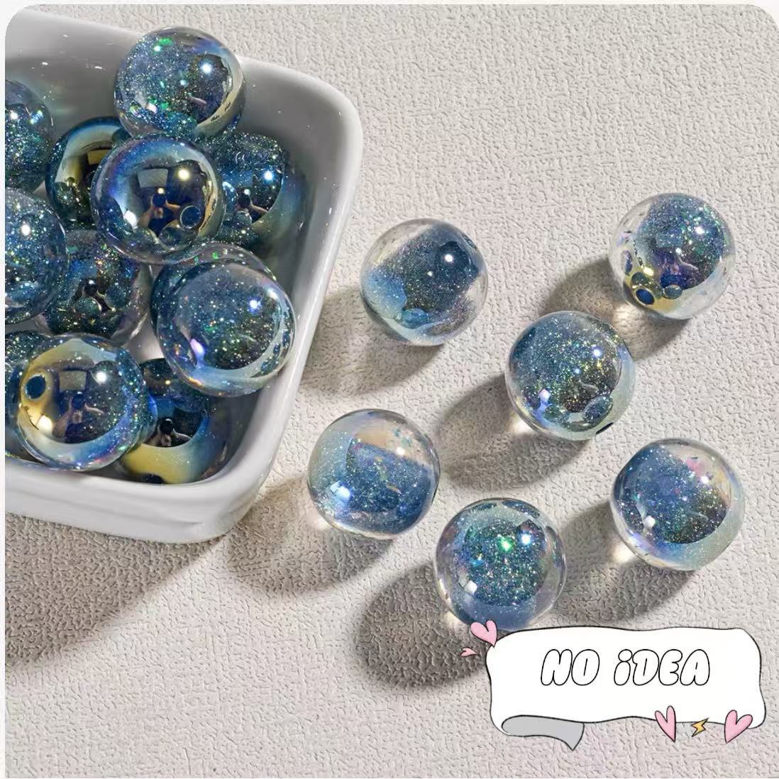 16mm Mermaid Iridescent Acrylic Beads - 20pcs Shimmering DIY Craft Beads with 2.5mm Large Hole for Jewelry Making