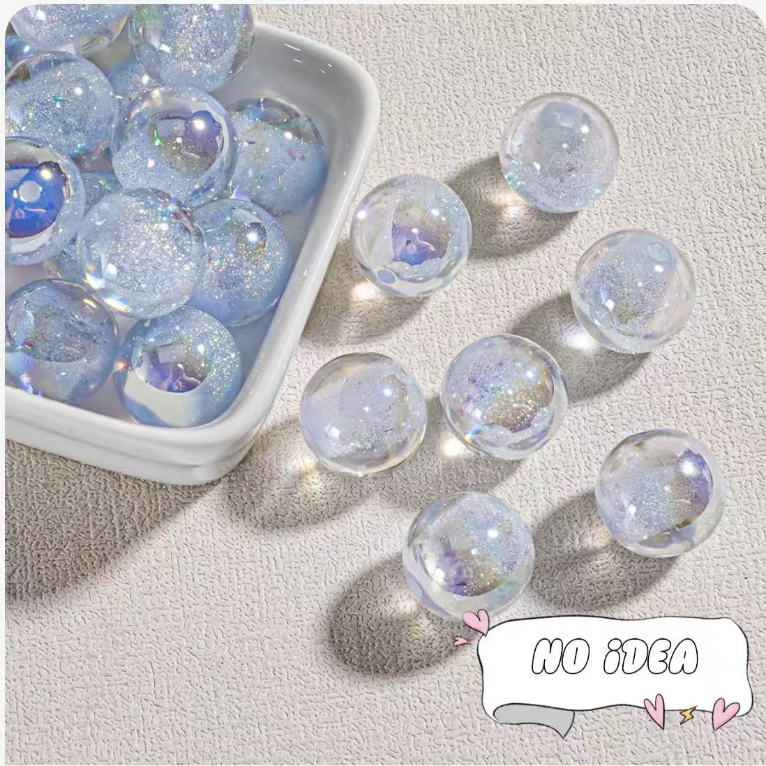 16mm Mermaid Iridescent Acrylic Beads - 20pcs Shimmering DIY Craft Beads with 2.5mm Large Hole for Jewelry Making