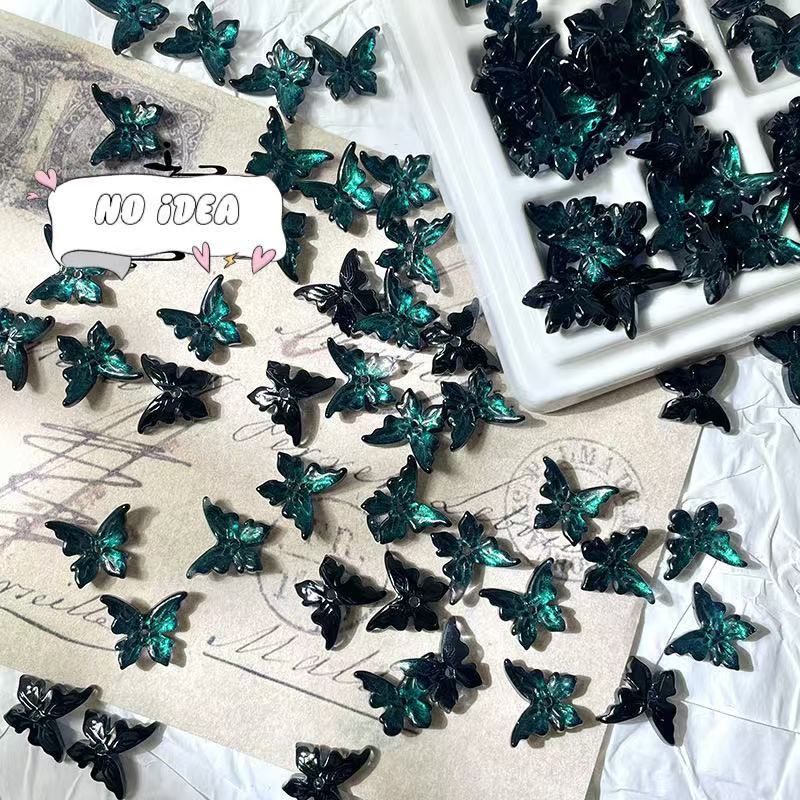 12x14mm Glass Butterfly Beads - 50pcs Center-Hole DIY Craft Charms for Jewelry Making & Macrame Projects