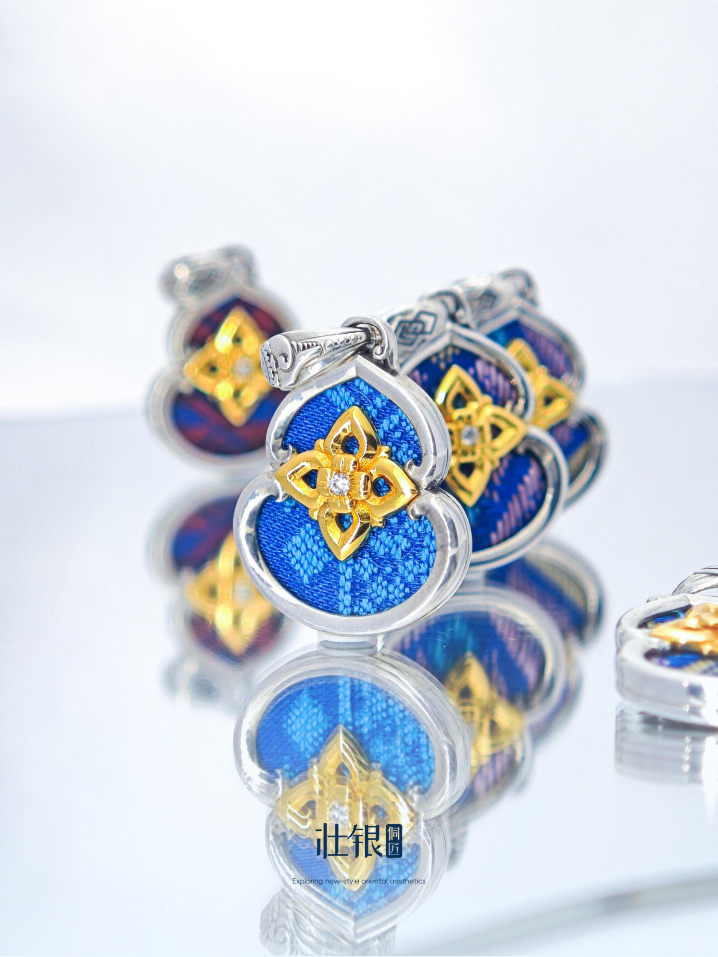 Blessing Gourd Pendant（Crafted from Sterling Silver 925 with 24K Gold Inlay）