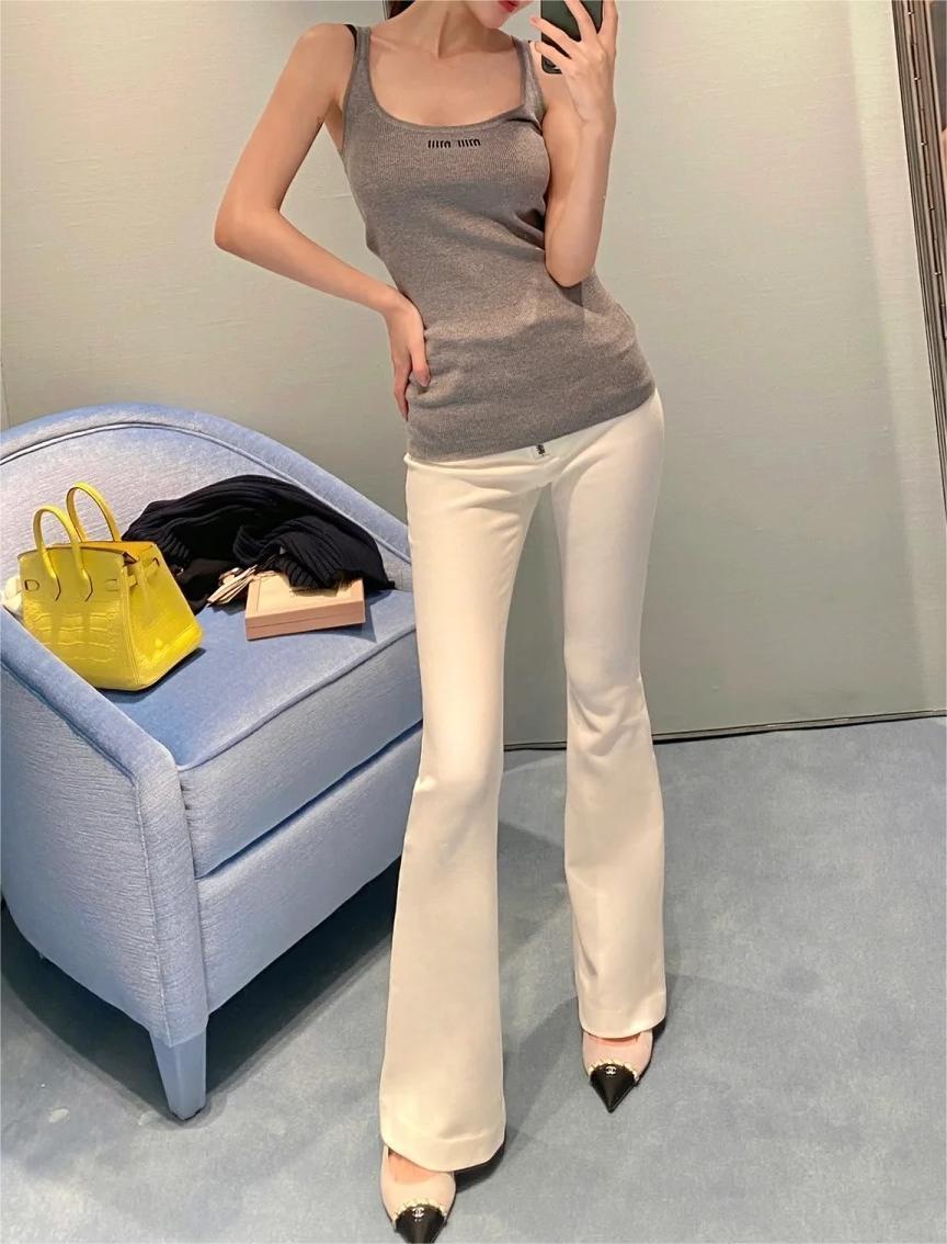 MIU25SS embroidered logo letter knit camisole