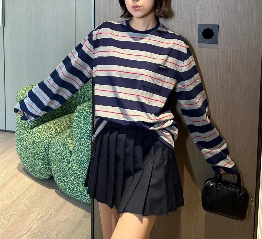 MIU25SS Striped Long Sleeve Top