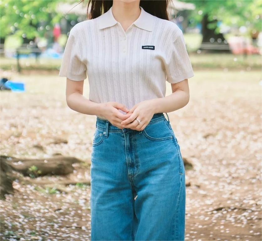 MIU25SS Wool Short Sleeve Polo Shirt