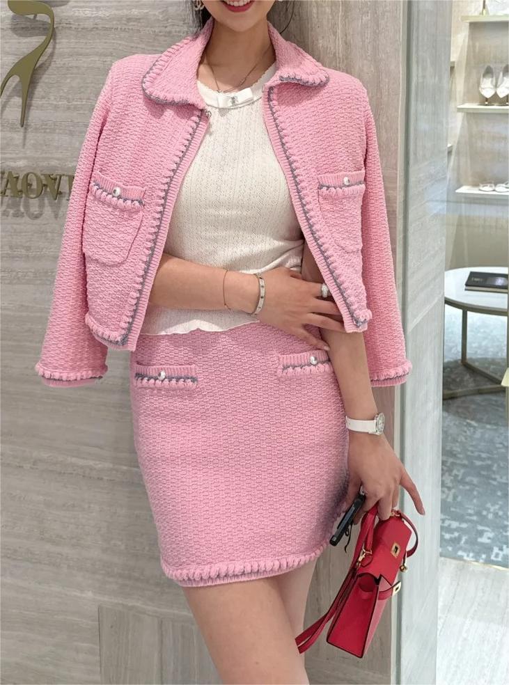 CHANE25SS Woven Trim Half Skirt