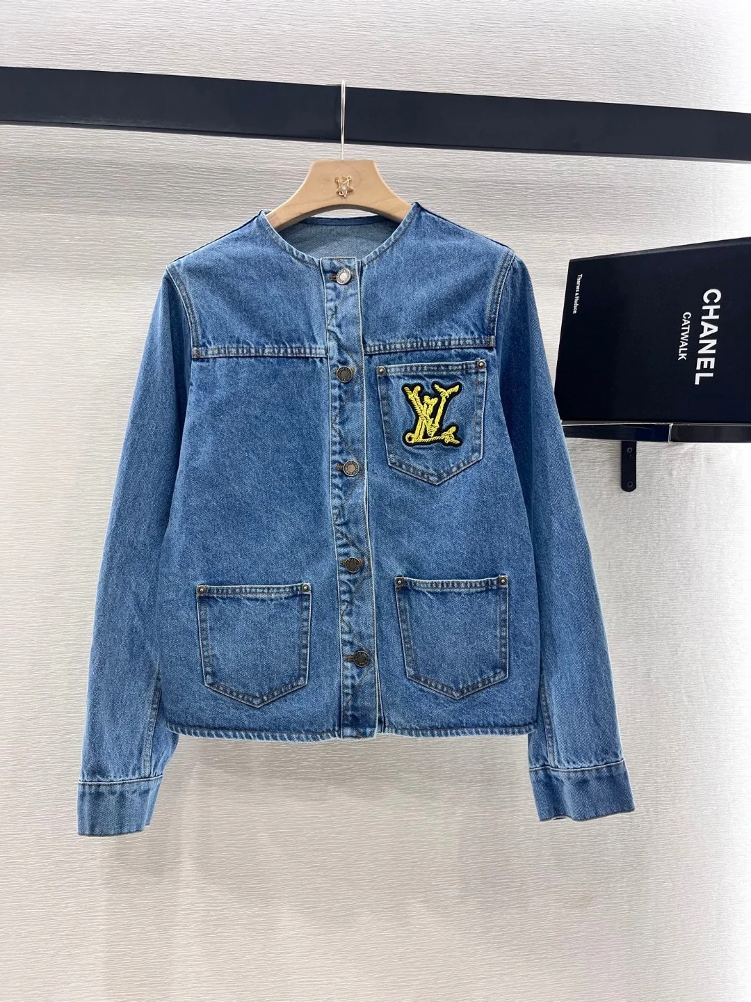 Louis Vuit25SS Vintage Denim Crew Neck Jacket