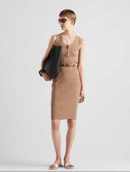 PRAD Triangle Label Zipper Dress