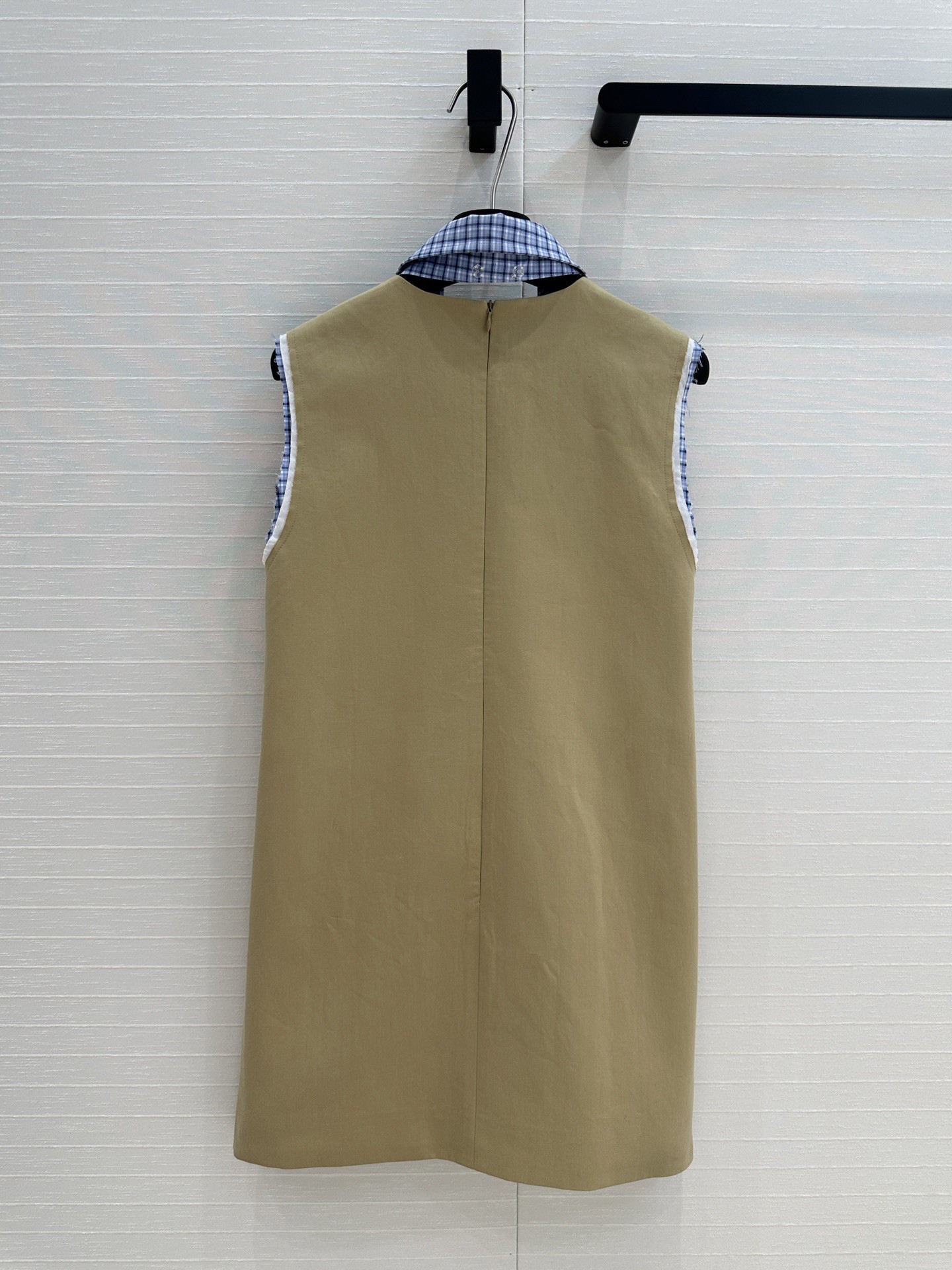 MIU New Blue Plaid Collar Curry Sleeveless Dress