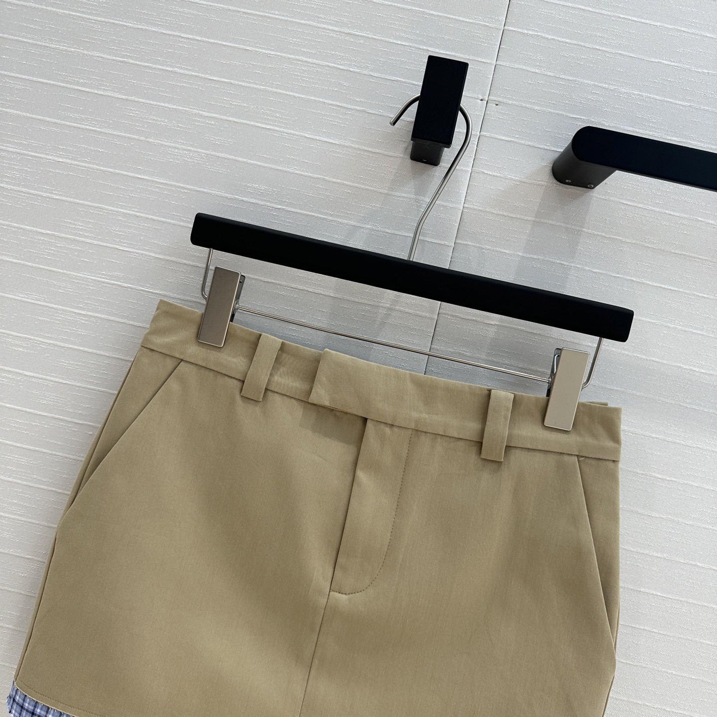 MIU new blue plaid collar curry color super short half skirt