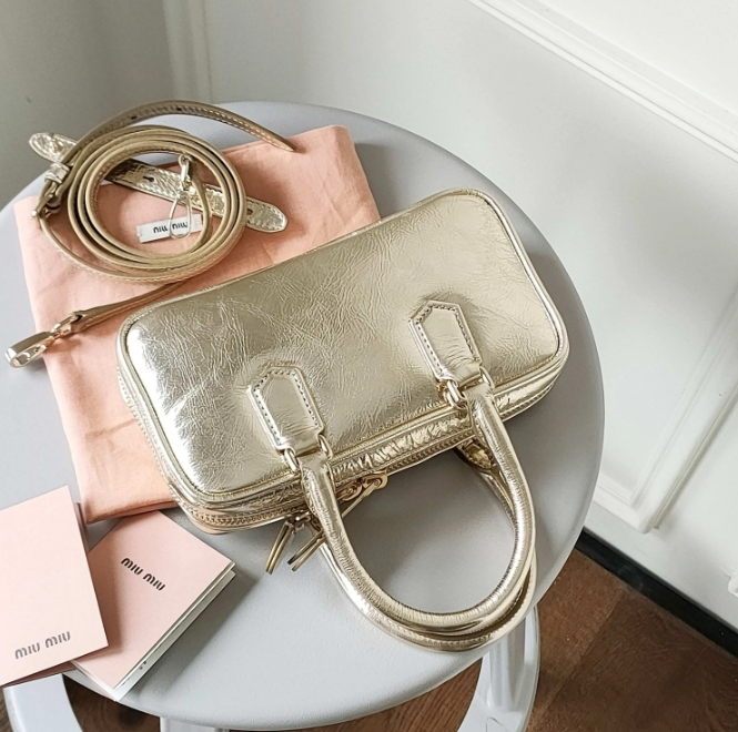 MIU Mini Gold Bowling Bag