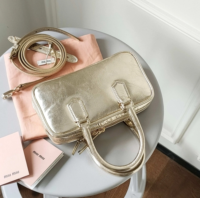 MIU Mini Gold Bowling Bag