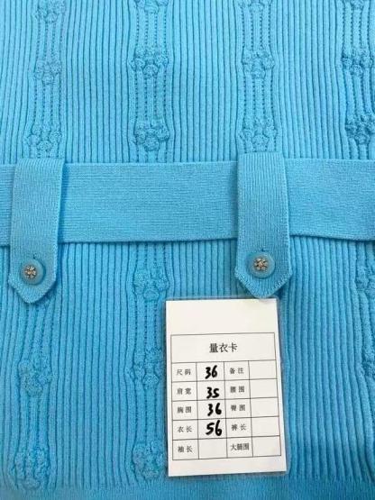 CHNEL Peacock Blue Belted Knit Top