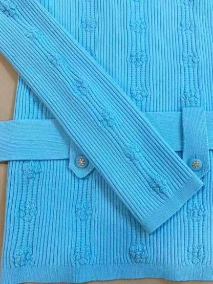 CHNEL Peacock Blue Belted Knit Top
