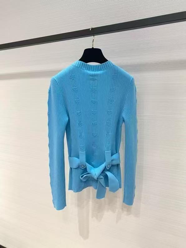 CHNEL Peacock Blue Belted Knit Top