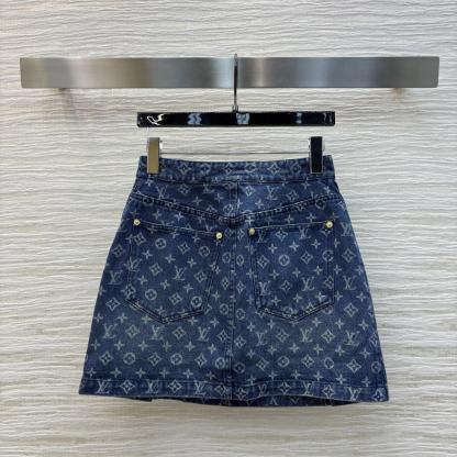 1V Jacquard Denim Skirt