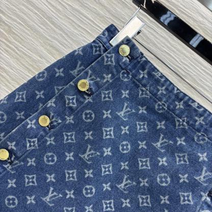 1V Jacquard Denim Skirt