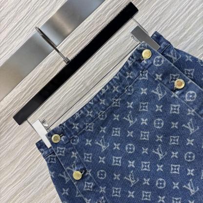 1V Jacquard Denim Skirt