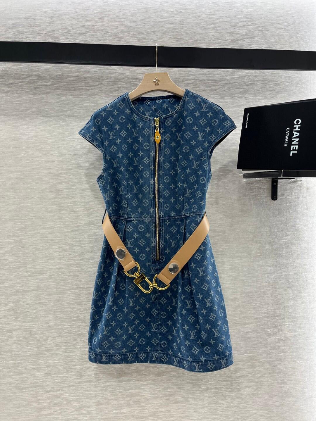 1V Jacquard Denim Dress