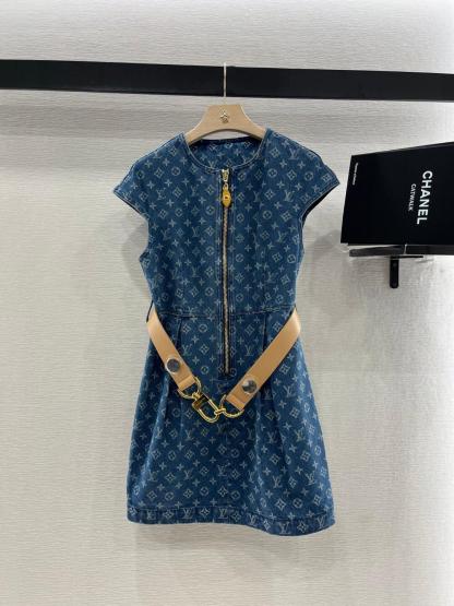 1V Jacquard Denim Dress
