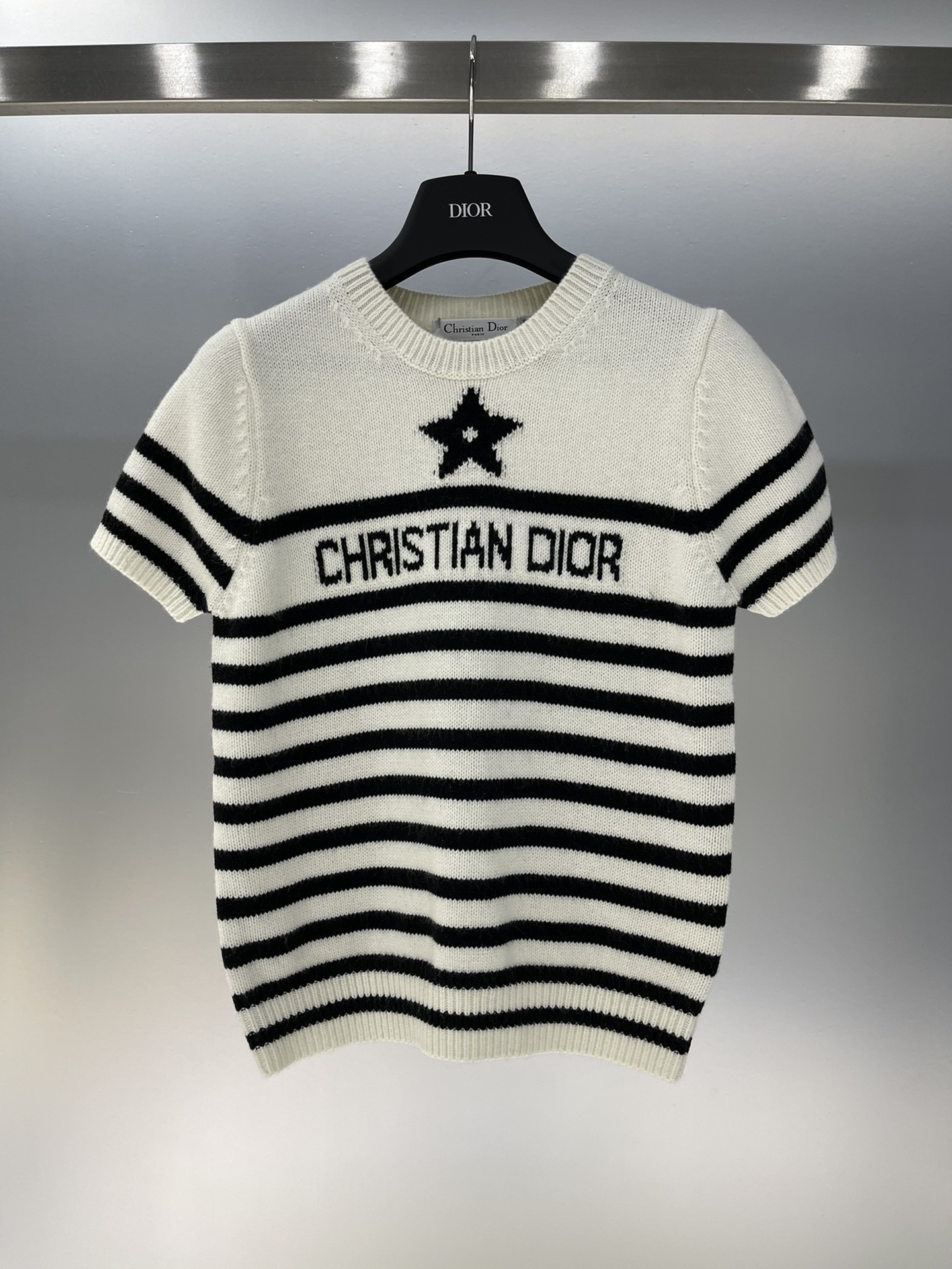 DOR Jacquard Pentagram Striped Knit Short Sleeve