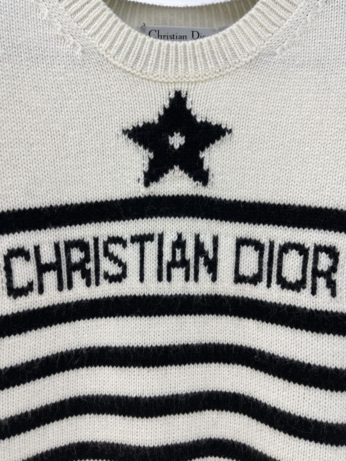DOR Jacquard Pentagram Striped Knit Short Sleeve