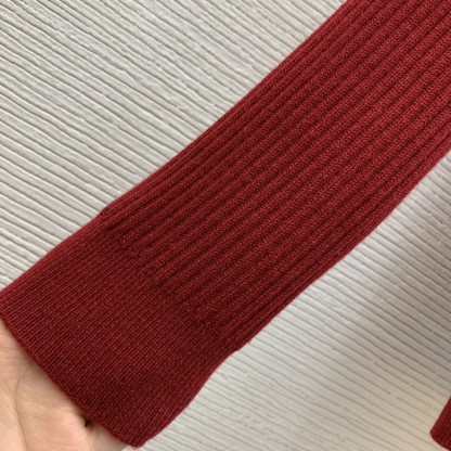 Miu Embroidered Letter Clash Color Knit Long Sleeve